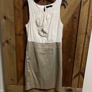 The Limited Elegant Cream and Tan Sleeveless Dress